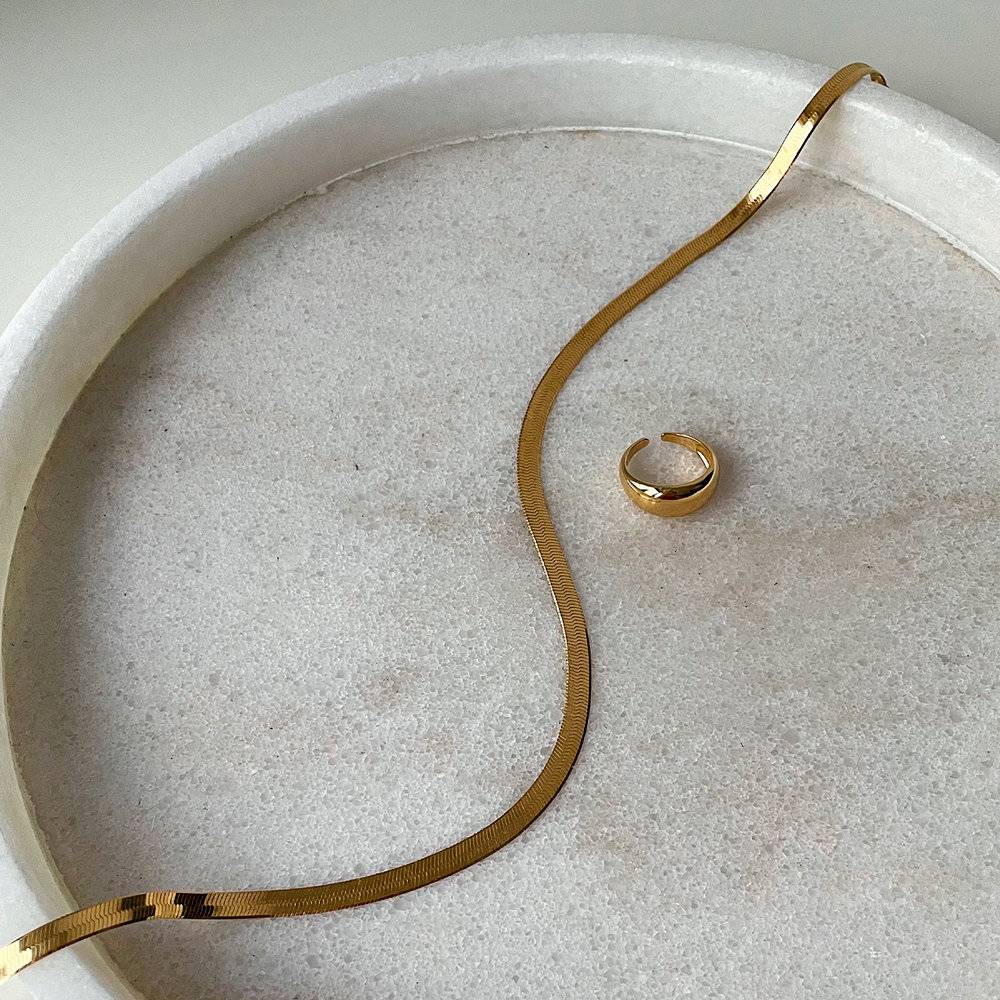 Herringbone Slim Chain Necklace - Gold Vermeil-2 product photo