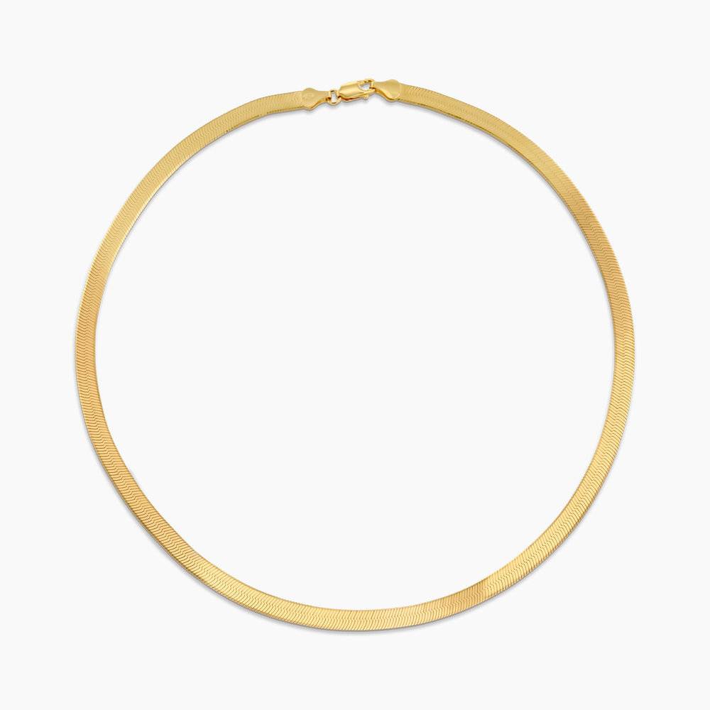 Herringbone Engraved Slim Chain Necklace - Gold Vermeil-3 product photo