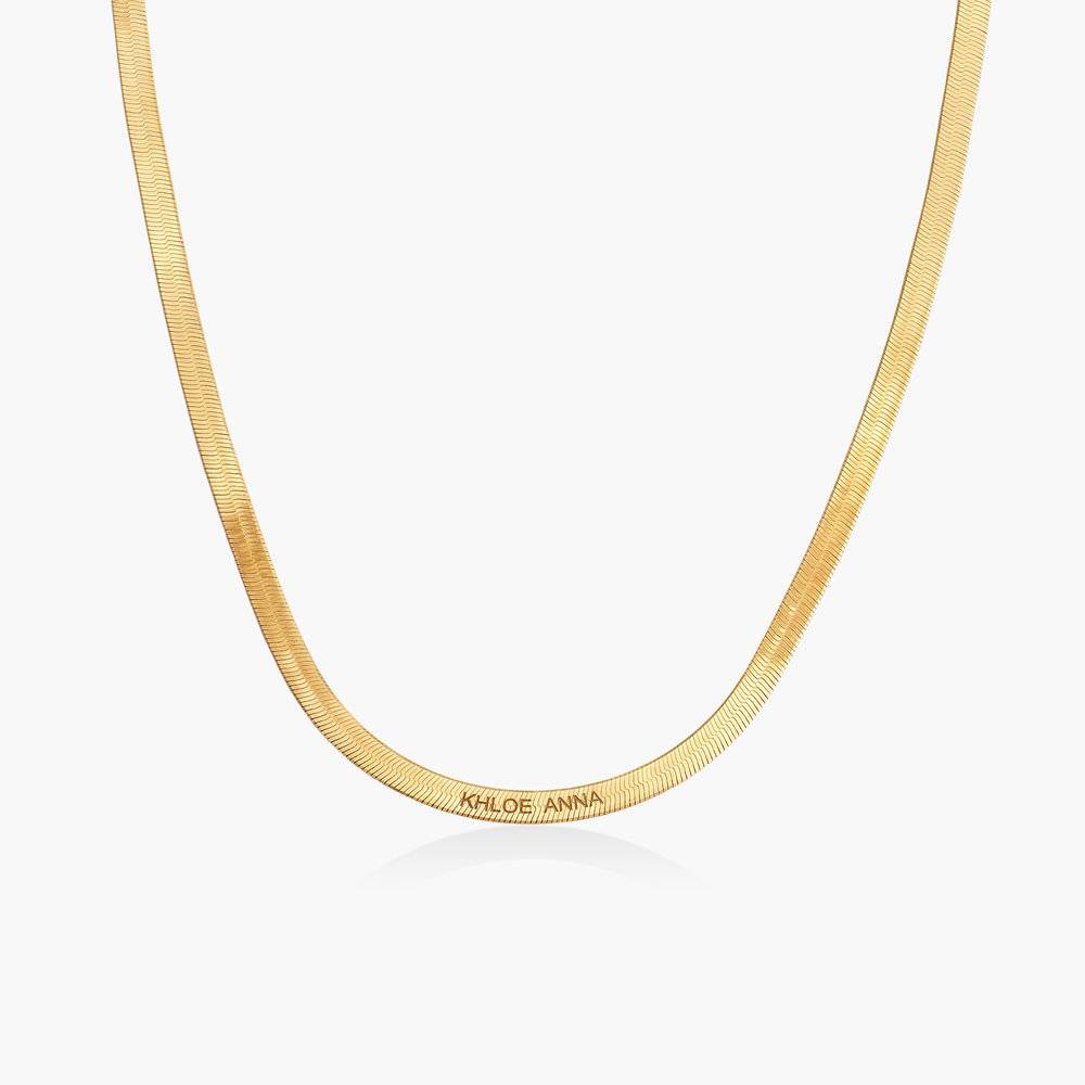 Herringbone Engraved Slim Chain Necklace - Gold Vermeil-4 product photo