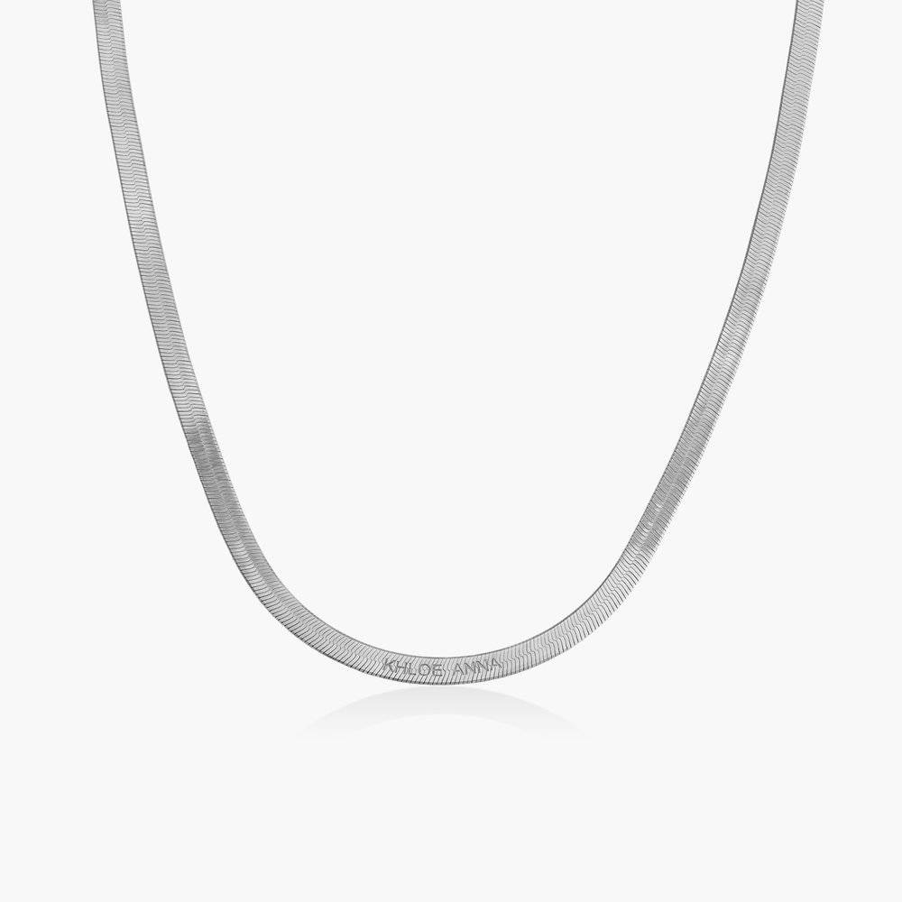 Herringbone Engraved Slim Chain Necklace - Sterling Silver product photo