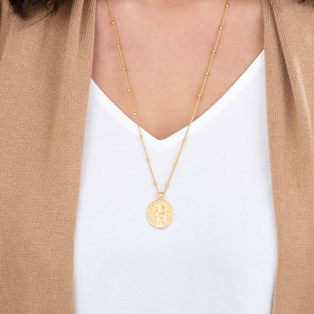Goddess of Family Vintage Greek Coin Necklace - Gold Plated-1 product photo