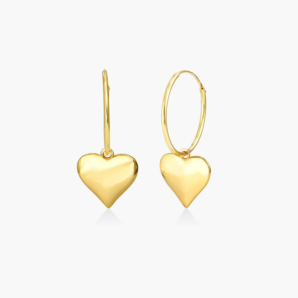 Hoops with Heart Charm Earring - Gold Plated product photo