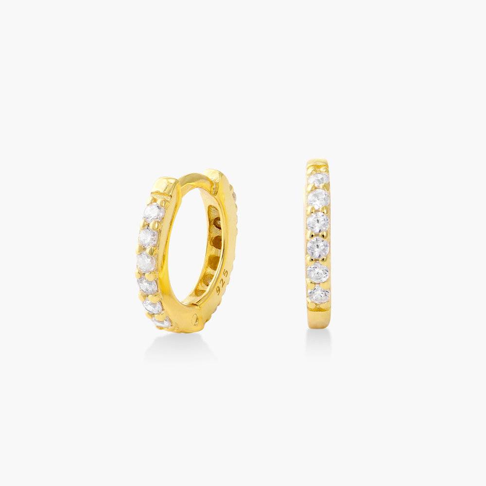 Huggie Hoop Earring with Cubic Zirconia - Gold Plated-1 product photo