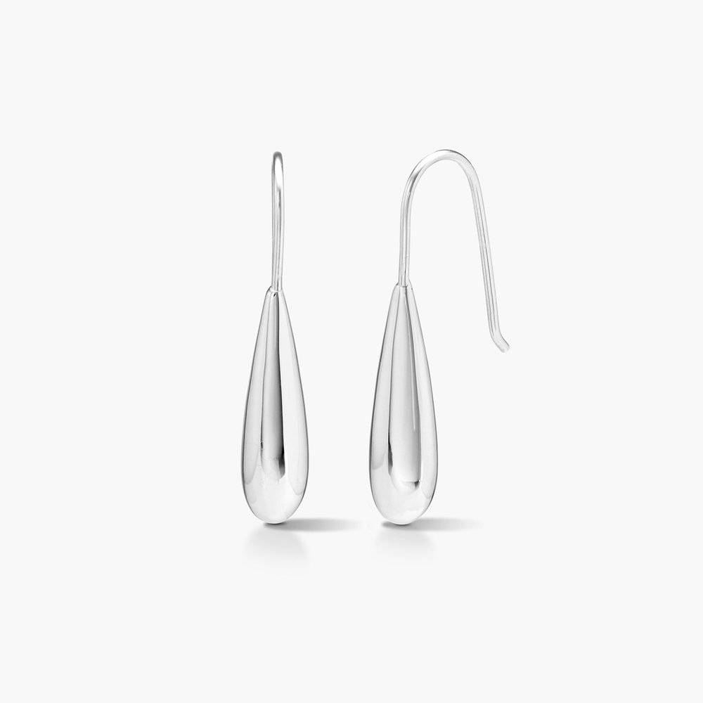Teardrop Dangle Earrings - Silver-3 product photo