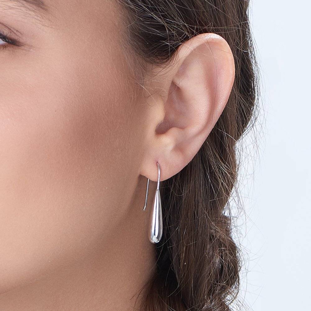 Teardrop Dangle Earrings - Silver-2 product photo