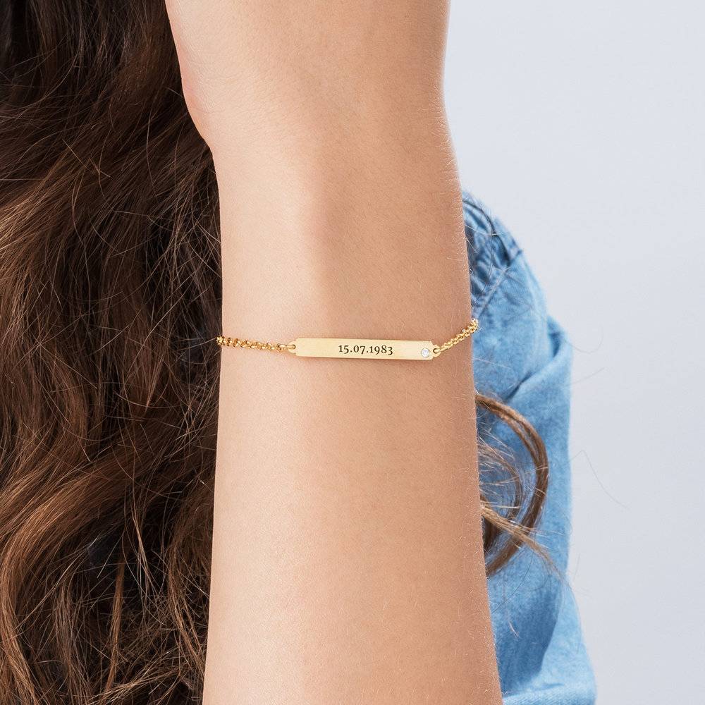 ID Name Bracelet with Diamond - Gold Plated-3 product photo
