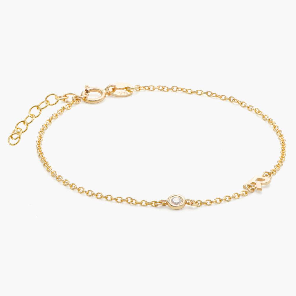 Inez Initial Bracelet/Anklet with Diamond - 14K Solid Gold-2 product photo