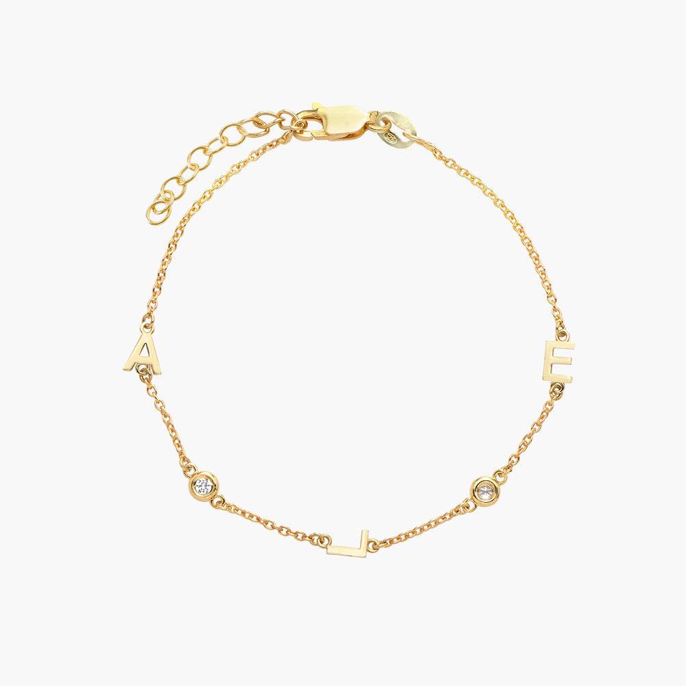 Inez Initial Bracelet/Anklet with Diamond - Gold Plated