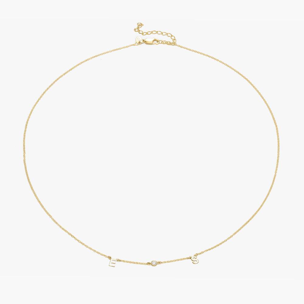 Inez Initial Necklace with Diamond - Gold Vermeil-2 product photo