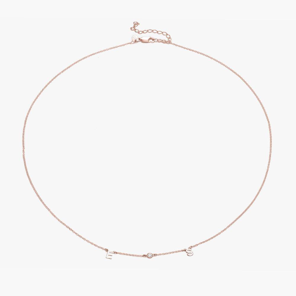 Inez Initial Necklace with Diamonds - Rose Gold Vermeil-2 product photo