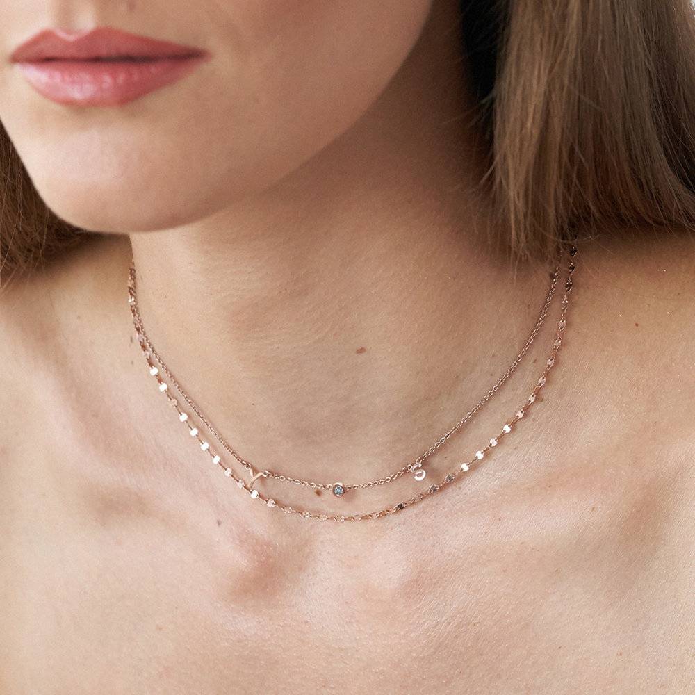 Inez Initial Necklace with Diamonds - Rose Gold Vermeil-3 product photo