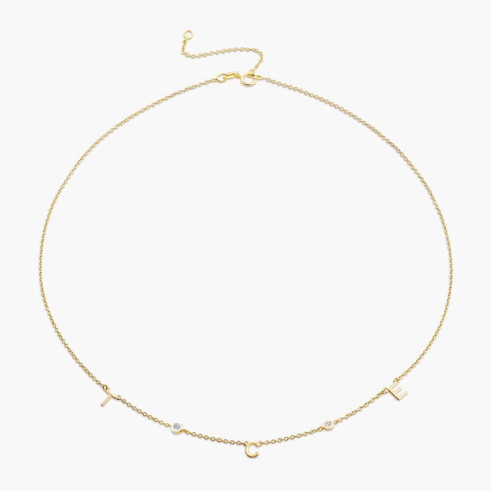 Inez Initial Necklace With Diamonds - 14k White Solid Gold - Oak & Luna