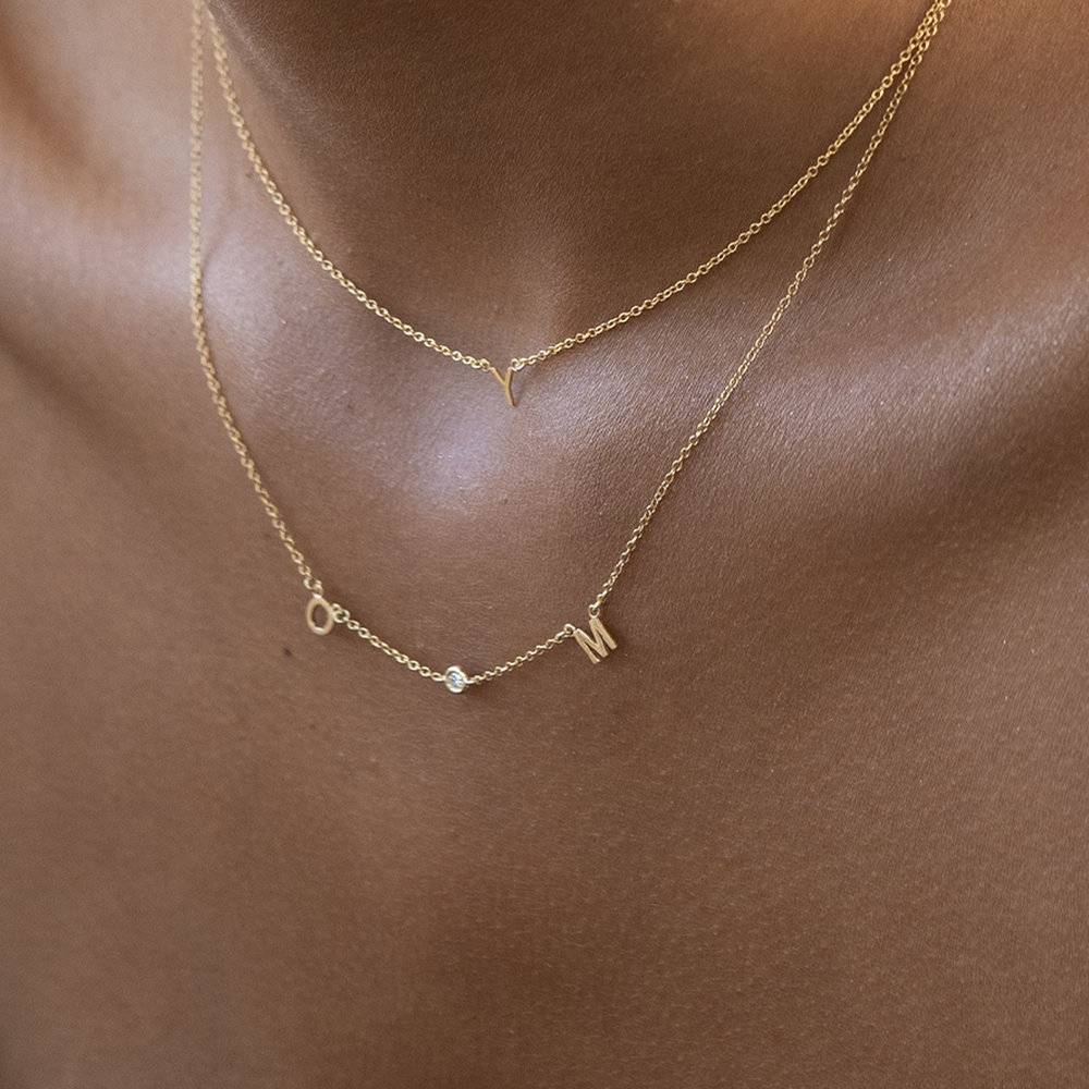 Inez Initial Necklace with Diamonds - 14K Solid Gold-2 product photo