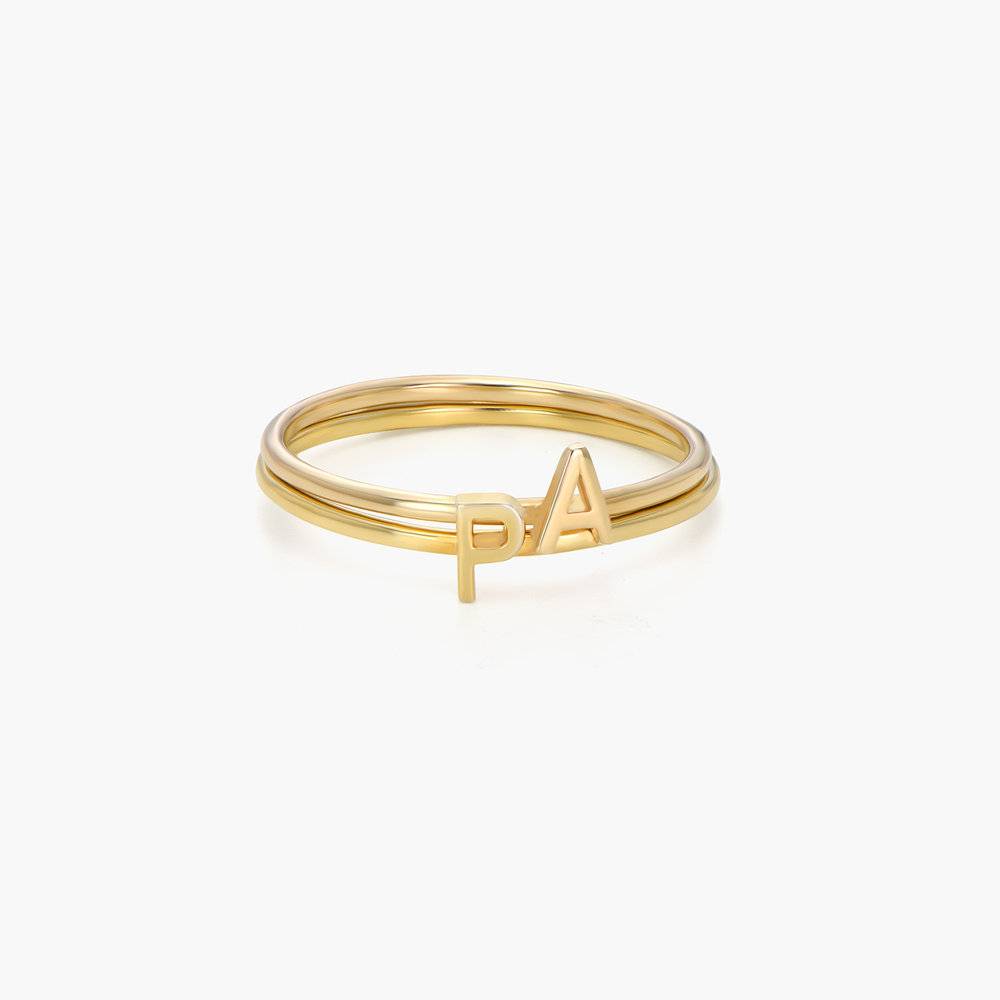 Stackable Inez Initial Ring - 14K Solid Gold-5 product photo