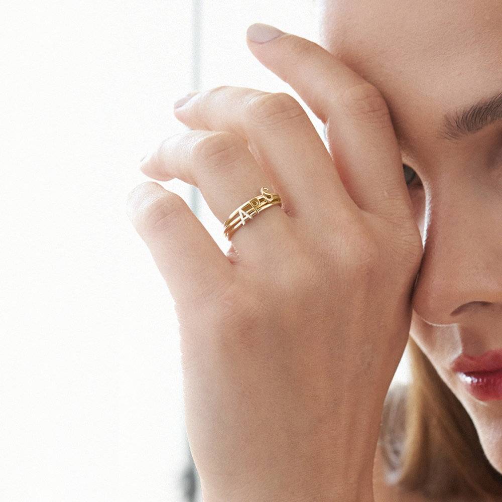 Stackable Inez Initial Ring - Gold Vermeil-5 product photo