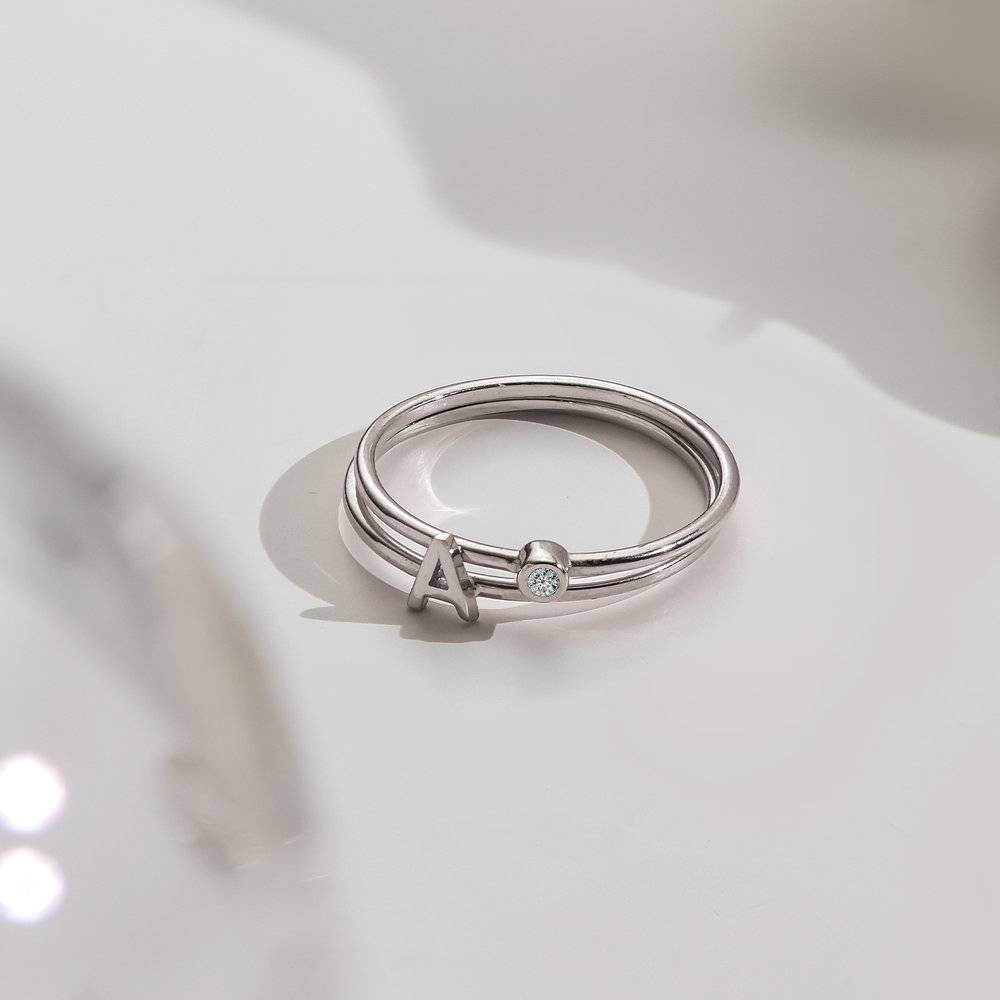 Stackable Inez Initial Ring - Silver-3 product photo