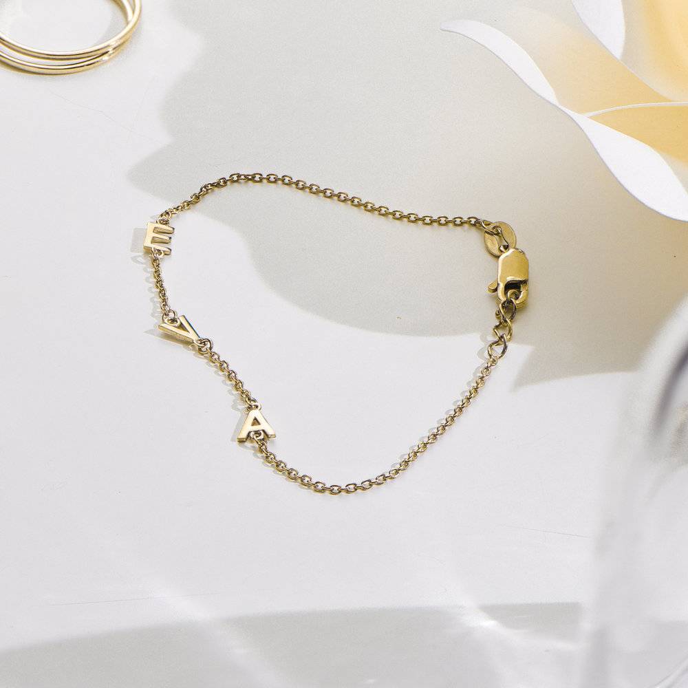 Inez Initial Bracelet/Anklet with Diamond - 14K Solid Gold