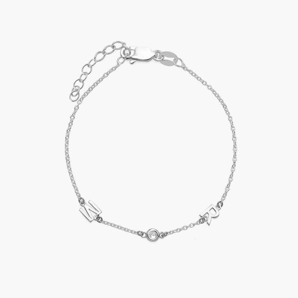 Inez Initial Bracelet/Anklet with Diamond - Silver product photo