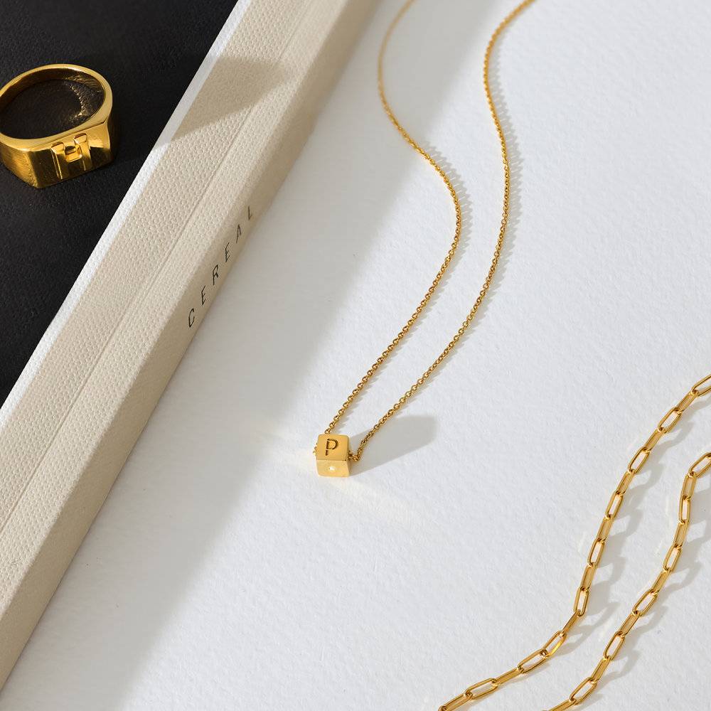 Initial Dice Necklace - Gold Vermeil product photo