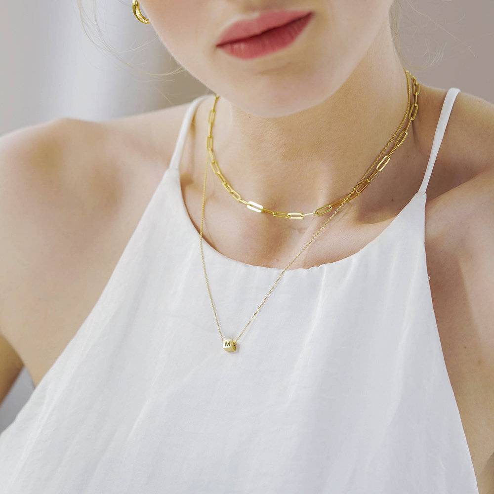 Initial Dice Necklace - Gold Vermeil product photo