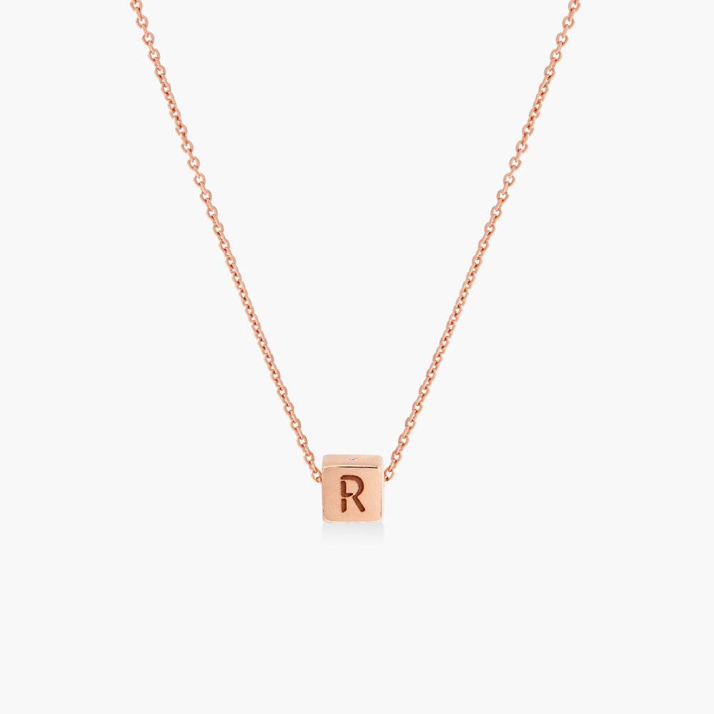 Initial Dice Necklace - Rose Gold Plating