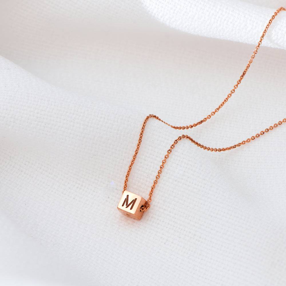 Initial Dice Necklace - Rose Gold Plating