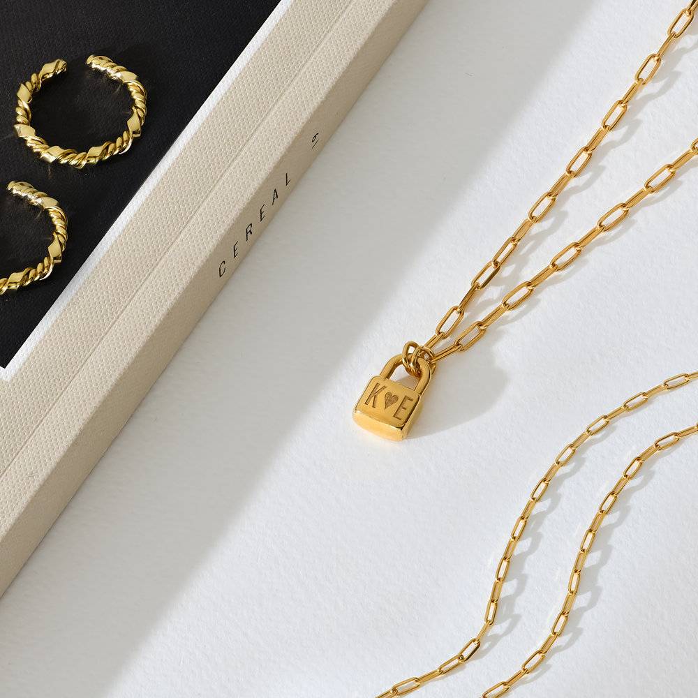 Initial Lock Necklace in Vermeil-4 product photo