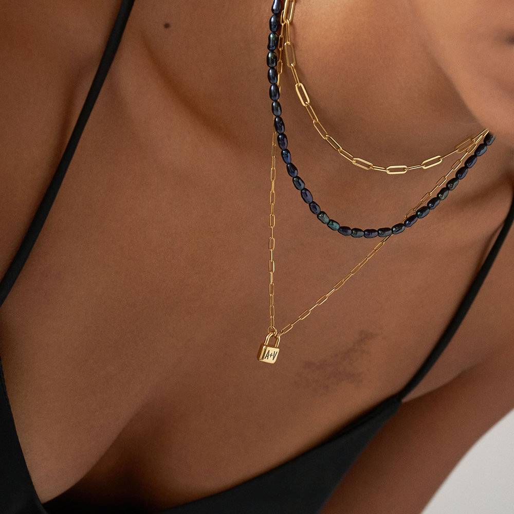 Initial Lock Necklace in Vermeil-5 product photo