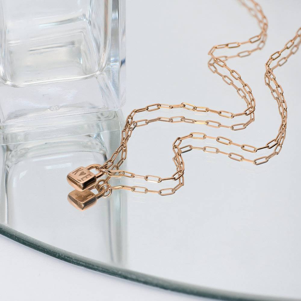 Initial Lock Necklace - Rose Gold Vermeil-2 product photo