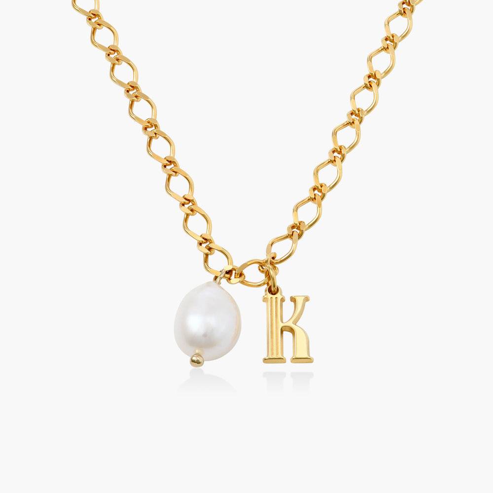 Initial Necklace with Pearl - Gold Plated-1 product photo