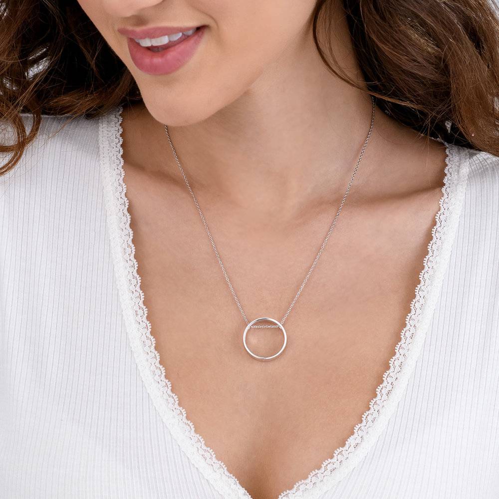 Caroline Circle Necklace - Silver-4 product photo
