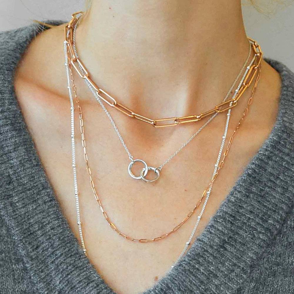 Interlocking Circle Necklace - Sterling Silver-4 product photo