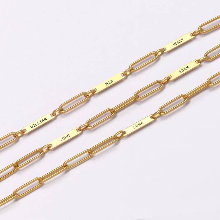 Ivy Name Paperclip Chain Bracelet - Gold Plated - Oak & Luna