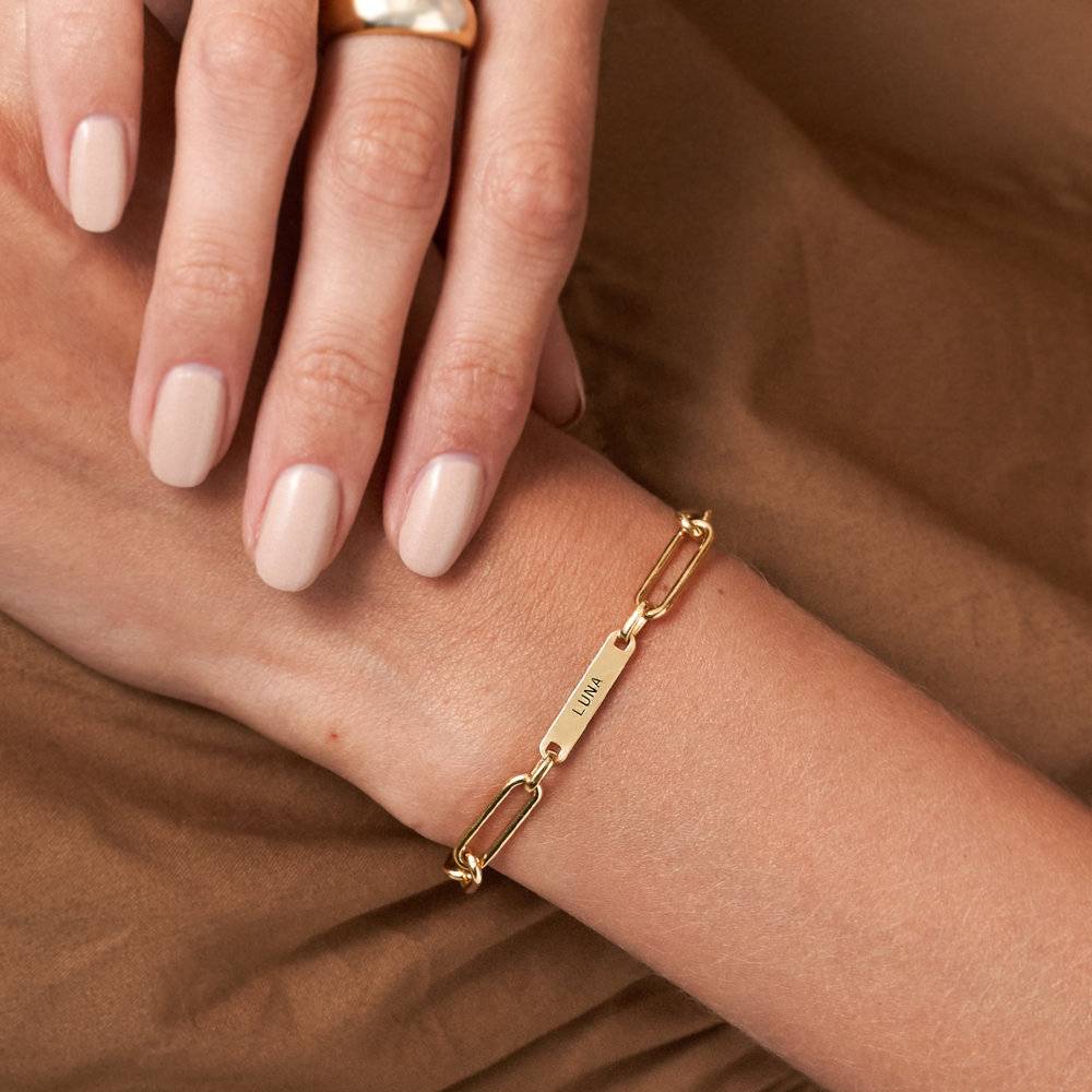 Ivy Name Paperclip Chain Bracelet - Gold Plated-13 product photo