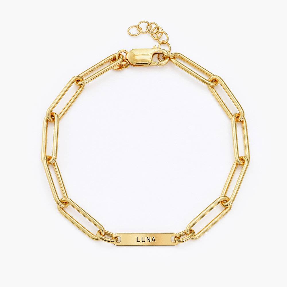 Ivy Name Paperclip Chain Bracelet - Gold Vermeil-7 product photo
