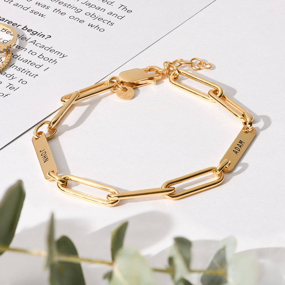 Ivy Name Paperclip Chain Bracelet - Gold Vermeil-3 product photo