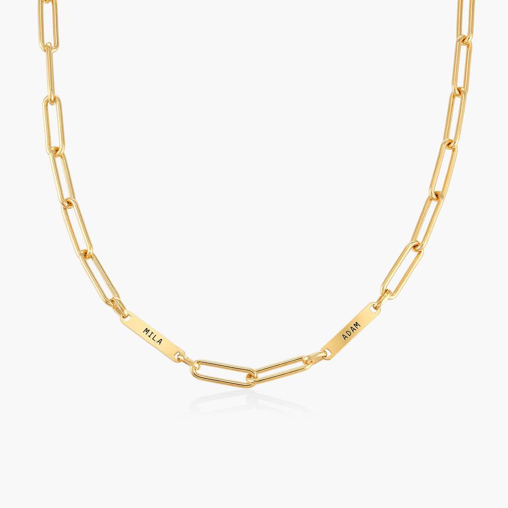 Ivy Name Paperclip Chain Necklace - Gold Vermeil-1 product photo