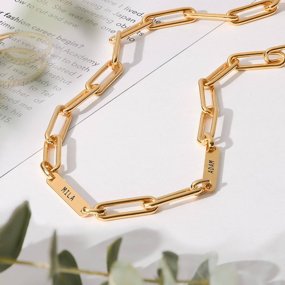 Ivy Name Paperclip Chain Necklace - Gold Vermeil-5 product photo