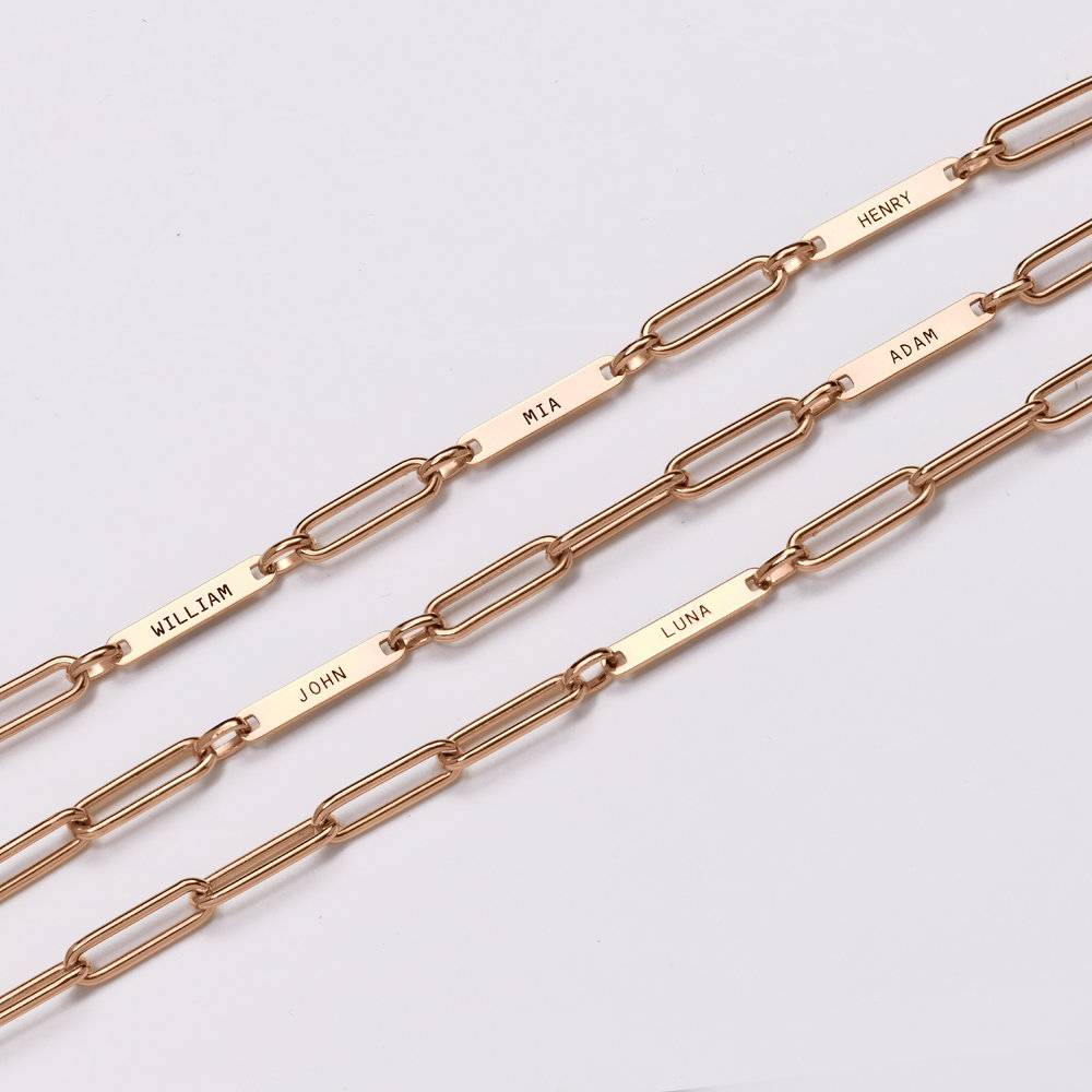 Ivy Name Paperclip Chain Bracelet - Rose Gold Vermeil-5 product photo