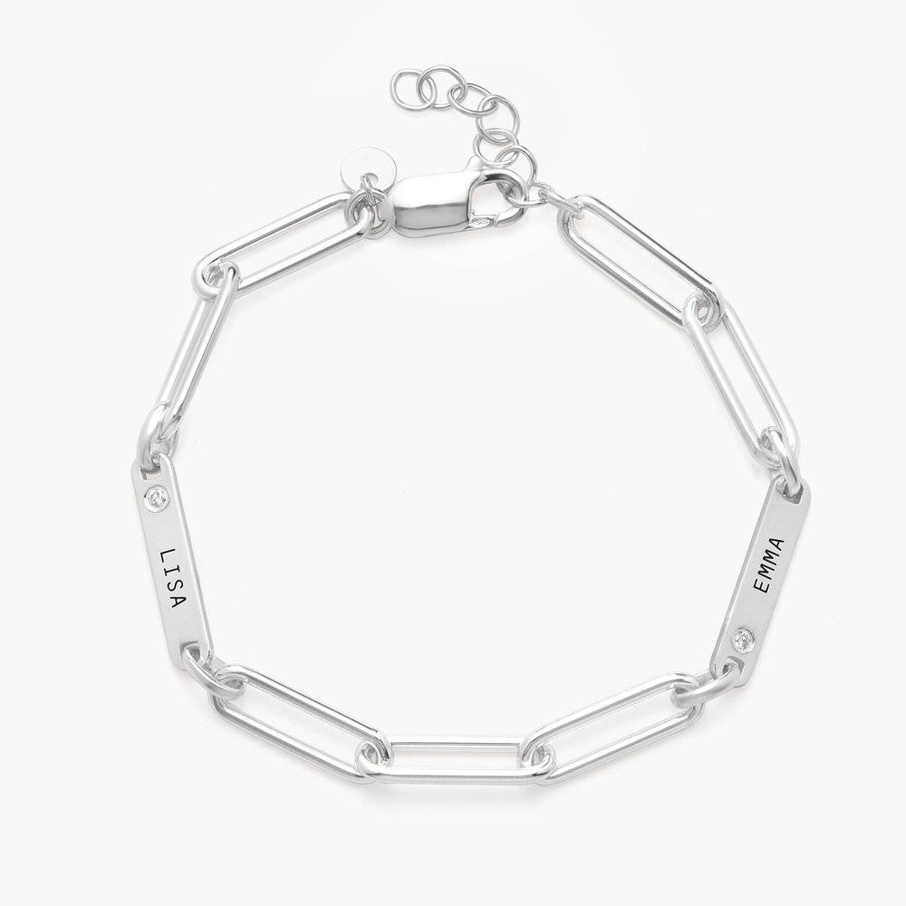 Sterling Silver Bracelet made with Diamond Cut Paperclip Chain (5mm) and a  CZ Link (24x8mm) in