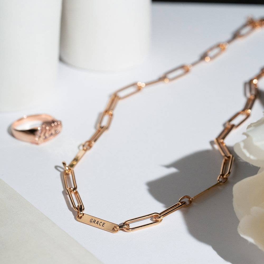 Ivy Name Paperclip Chain Necklace - Rose Gold Vermeil-5 product photo