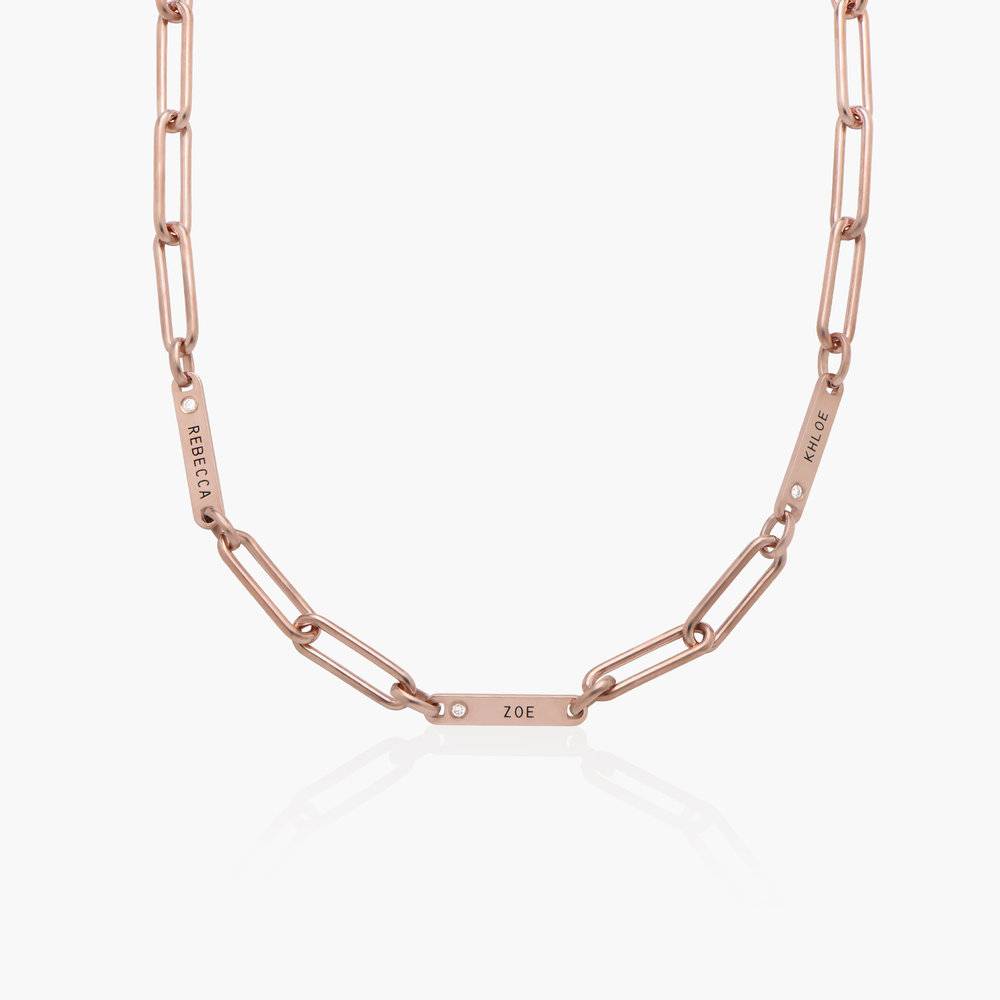 Ivy Name Paperclip Chain Necklace with Diamonds - Rose Gold Vermeil product photo