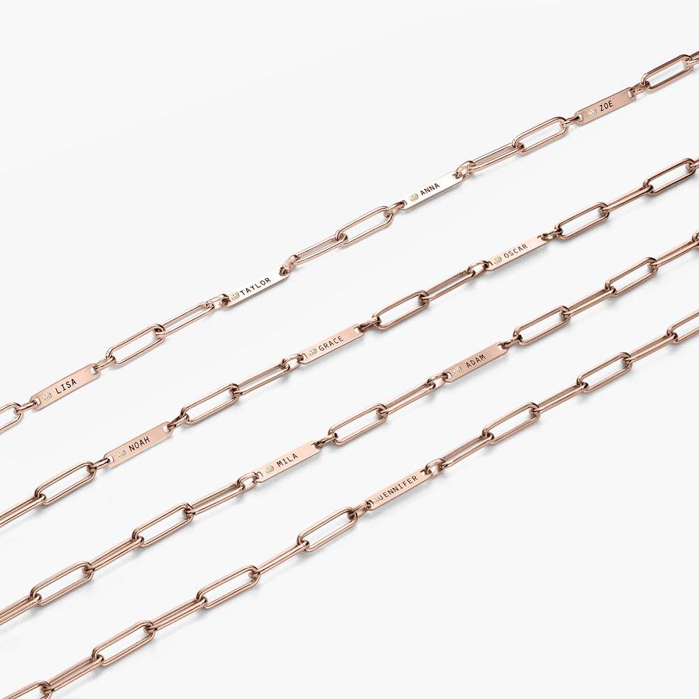 Ivy Name Paperclip Chain Necklace with Diamonds - Rose Gold Vermeil-3 product photo