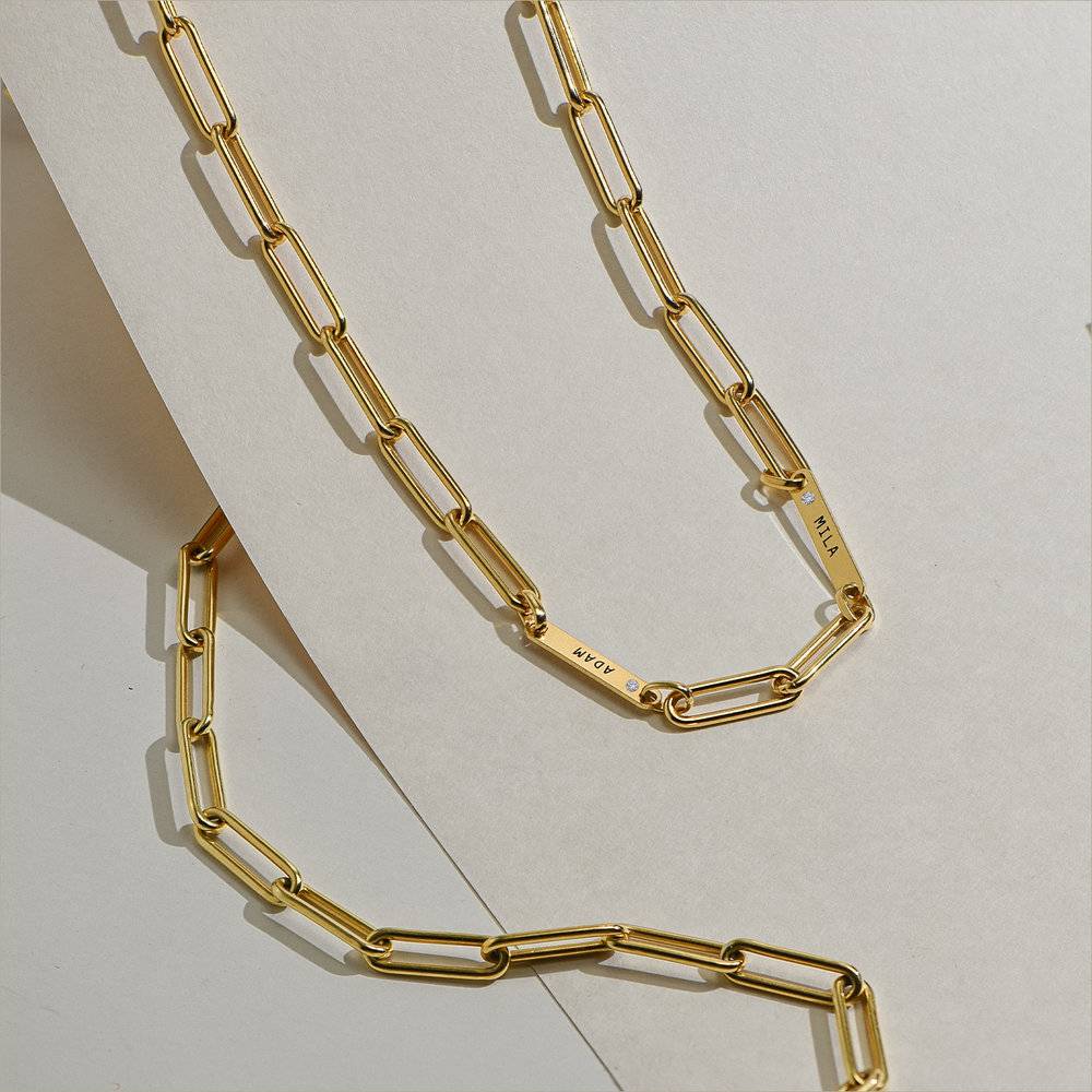 Ivy Name Paperclip Chain Necklace with Diamond - Gold Plated-1 product photo