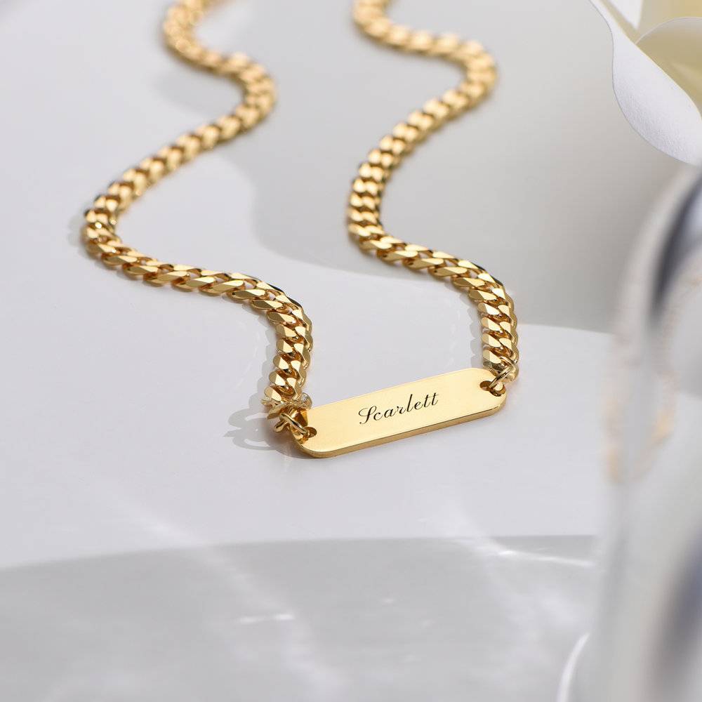 Jade Name Plate Necklace - Gold Vermeil-2 product photo