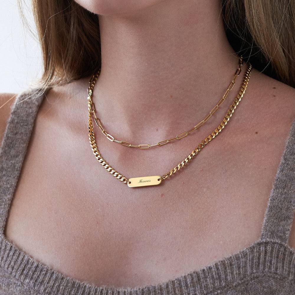 Jade Name Plate Necklace - Gold Vermeil
