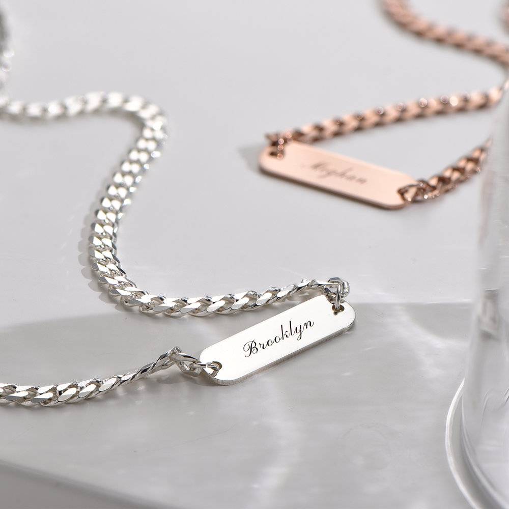 Jade Name Plate Necklace - Sterling Silver-3 product photo