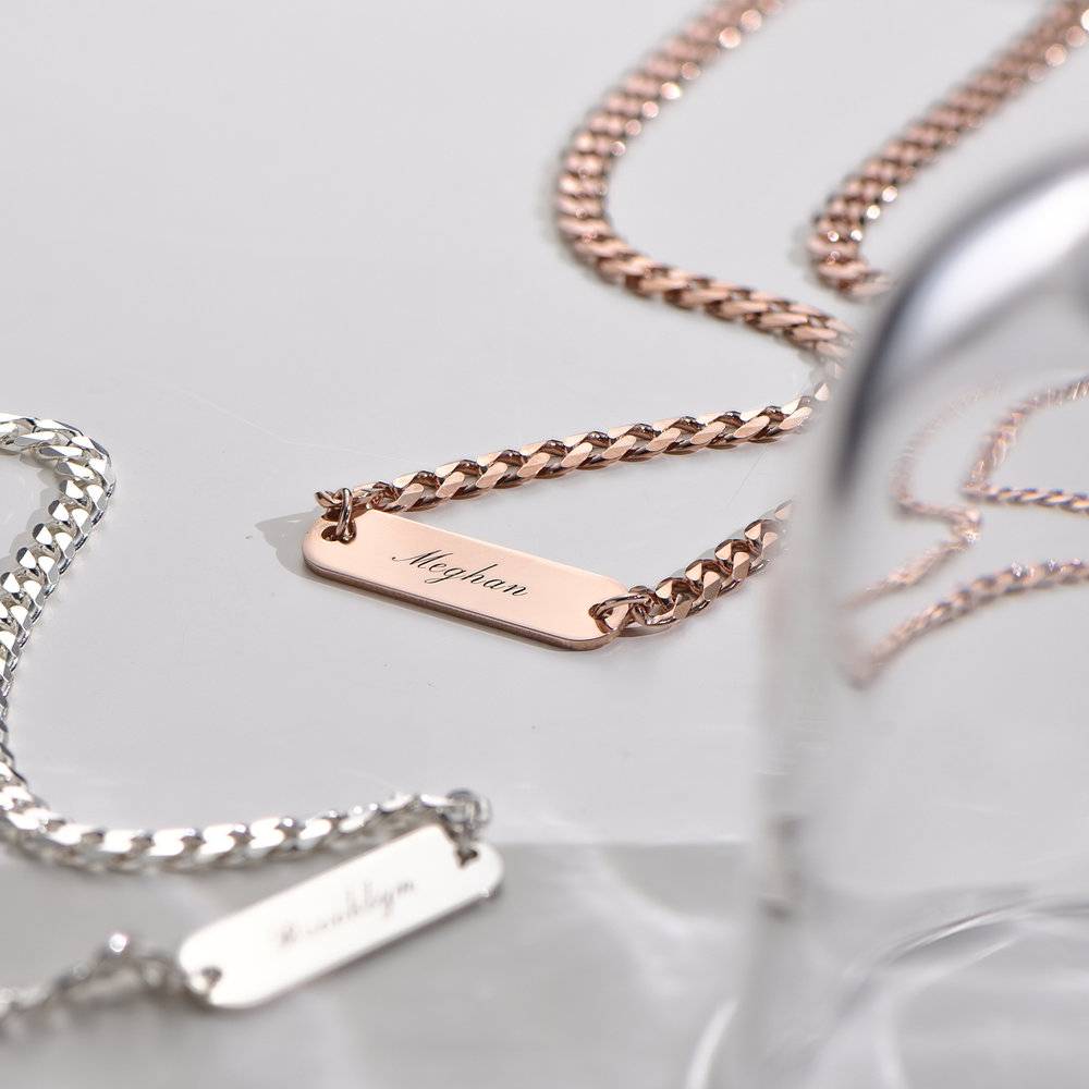 Jade Name Plate Necklace - Rose Gold Plated-2 product photo