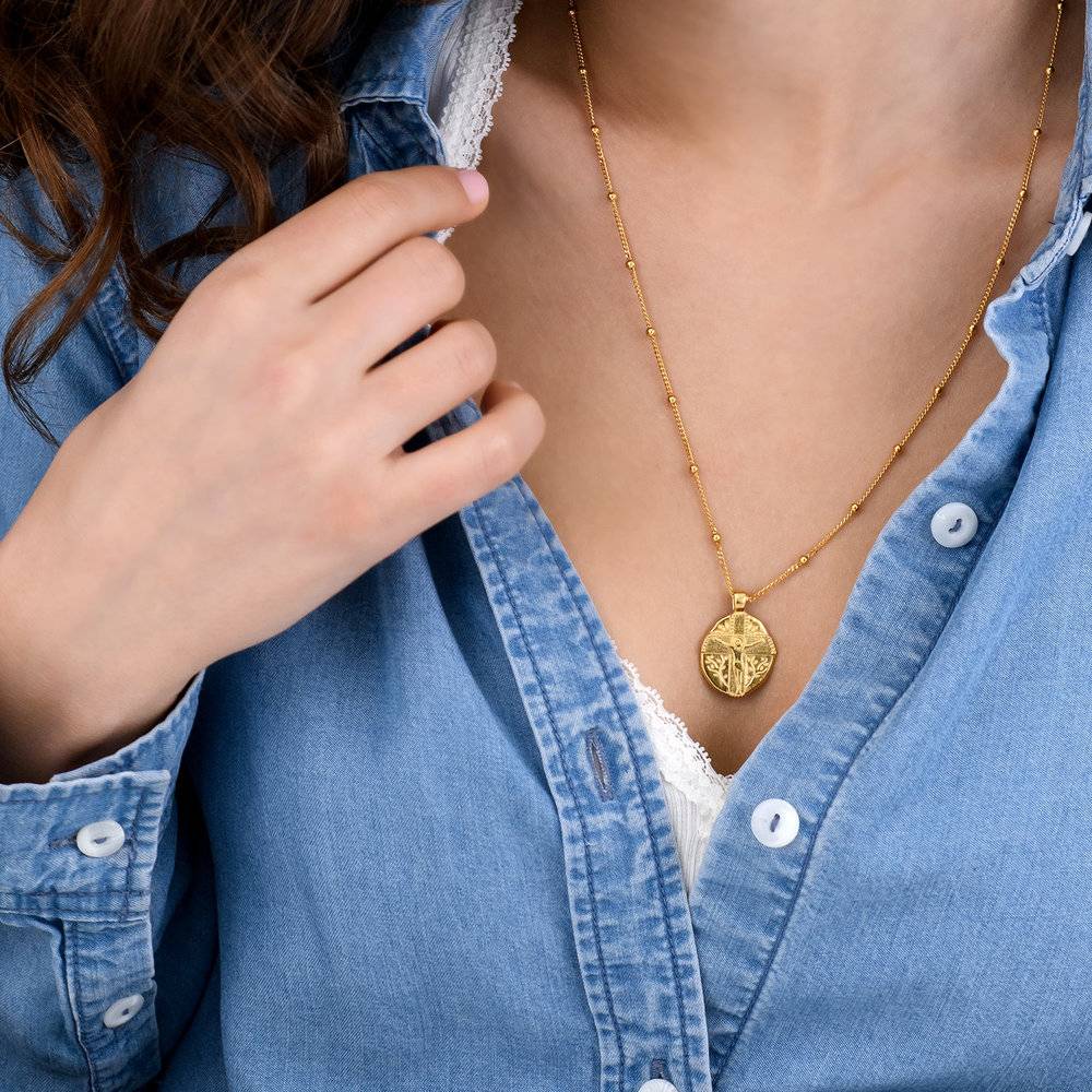 Jesus Vintage Coin Necklace - Gold Plated-2 product photo
