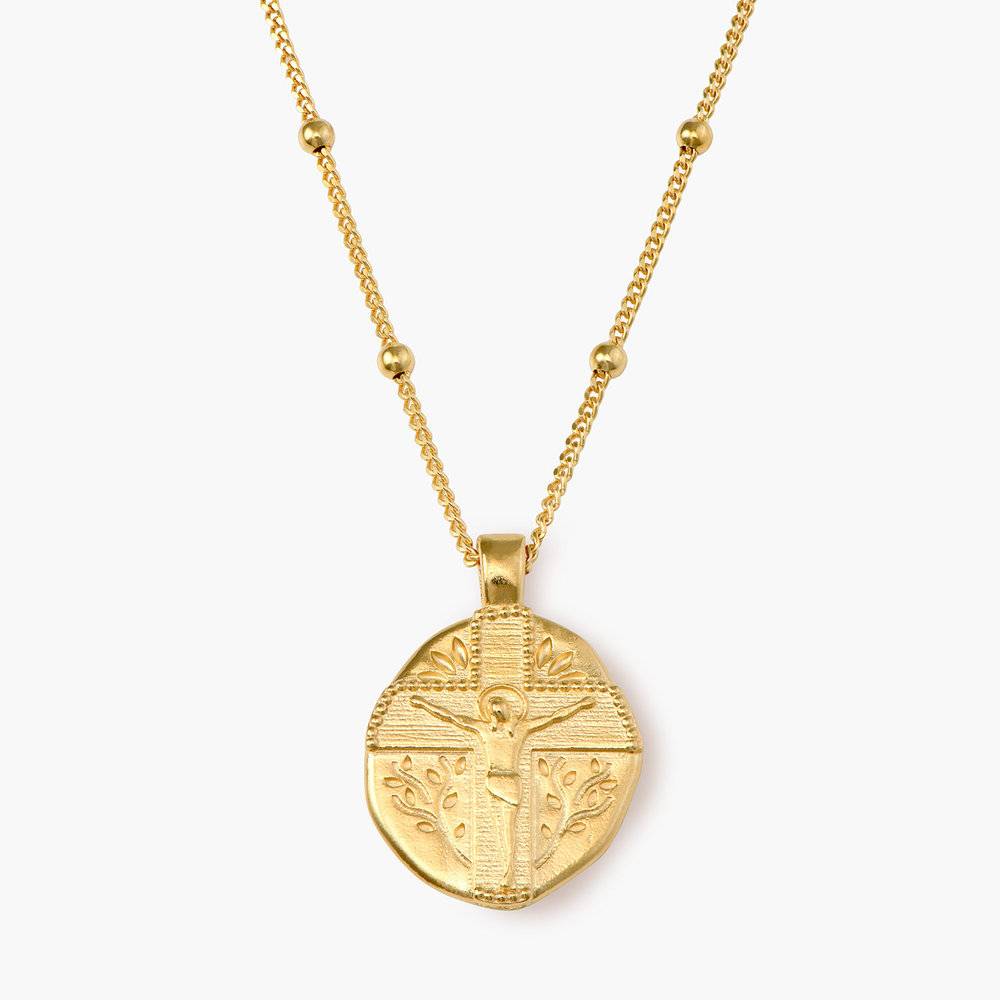 Jesus Vintage Coin Necklace- Gold Vermeil-1 product photo